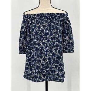 MICHAEL Michael Kors Floral Blouse Size XS Short Sleeve Blue